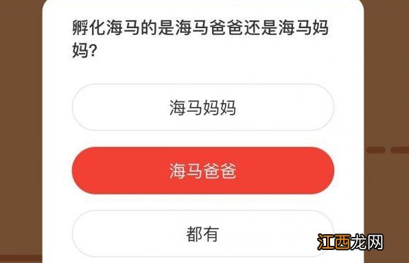 孵化海马的是海马爸爸还是海马妈妈 3.12蚂蚁庄园问题答案来了