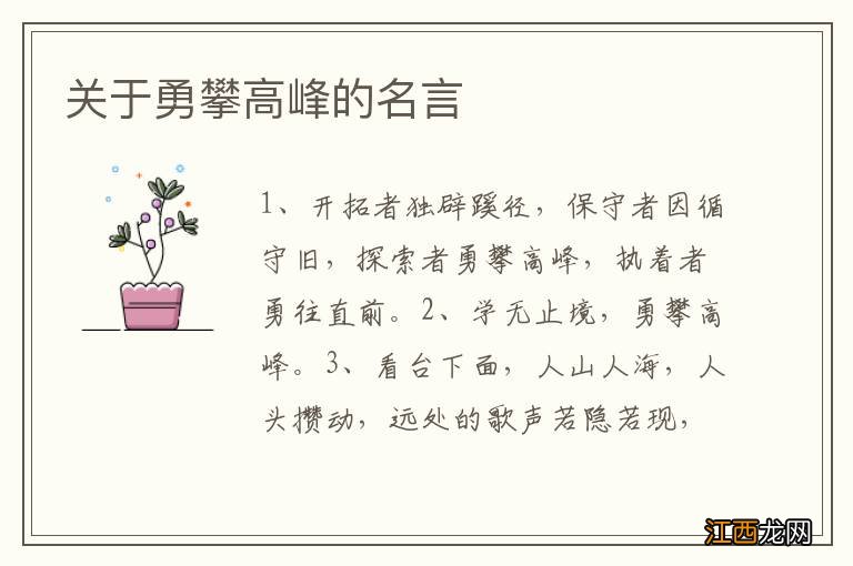 关于勇攀高峰的名言