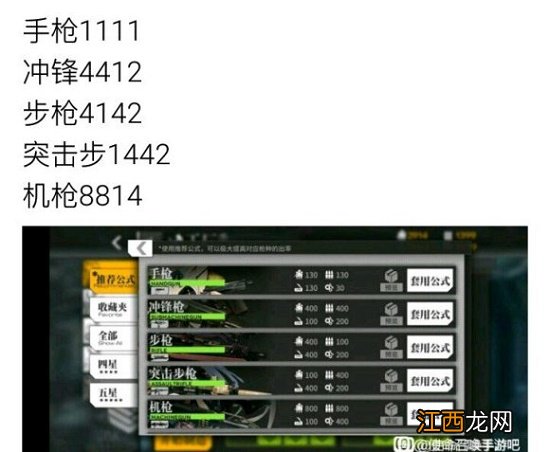 使命召唤手游少女前线人形制造公式大全，人形制造武器制造公式汇总[多图]