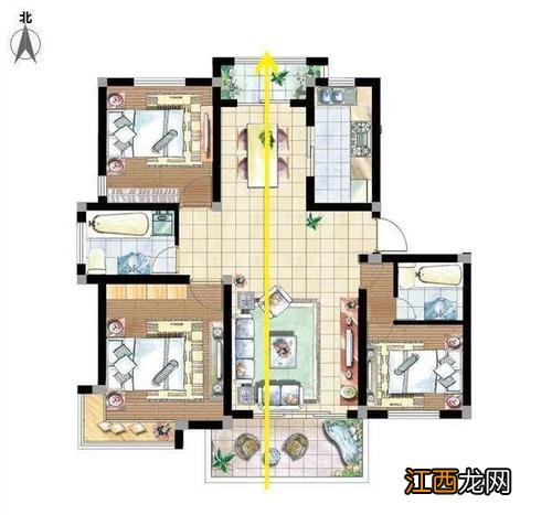 二室一厅南北通透户型图 真正的南北通透户型图，开窗见坟的房子能要吗