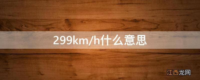 299km/h什么意思