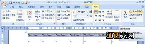 Word2007表格标题行重复的设置方法