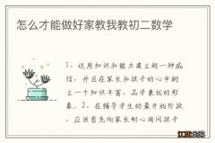 怎么才能做好家教我教初二数学