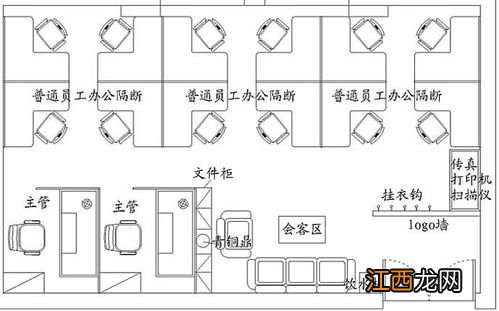 公司办公室布局 总裁办公室60方布局，办公室设计布局