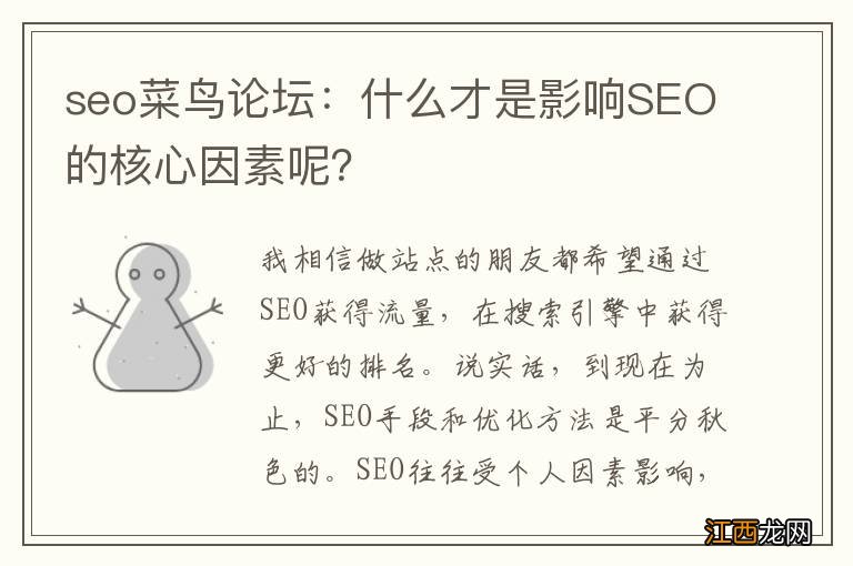 seo菜鸟论坛：什么才是影响SEO的核心因素呢？