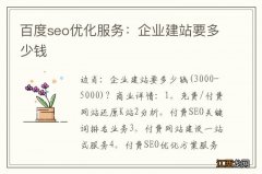 百度seo优化服务：企业建站要多少钱