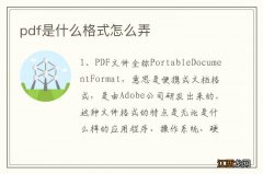 pdf是什么格式怎么弄