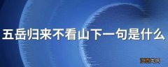 五岳归来不看山下一句是什么 五岳归来不看山的出处及解释