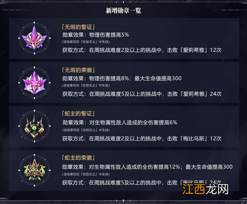 崩坏3往世乐土新增勋章有哪些 崩坏3往世乐土新增勋章一览