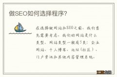 做SEO如何选择程序？