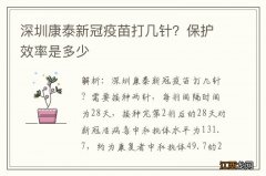 深圳康泰新冠疫苗打几针？保护效率是多少