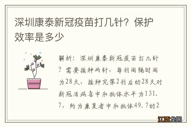 深圳康泰新冠疫苗打几针？保护效率是多少