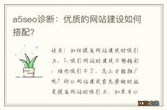 a5seo诊断：优质的网站建设如何搭配？