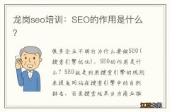 龙岗seo培训：SEO的作用是什么？