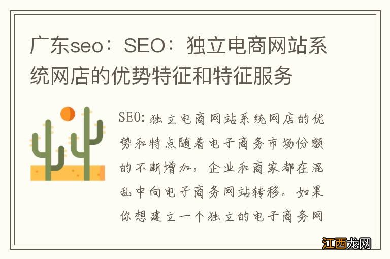 广东seo：SEO：独立电商网站系统网店的优势特征和特征服务