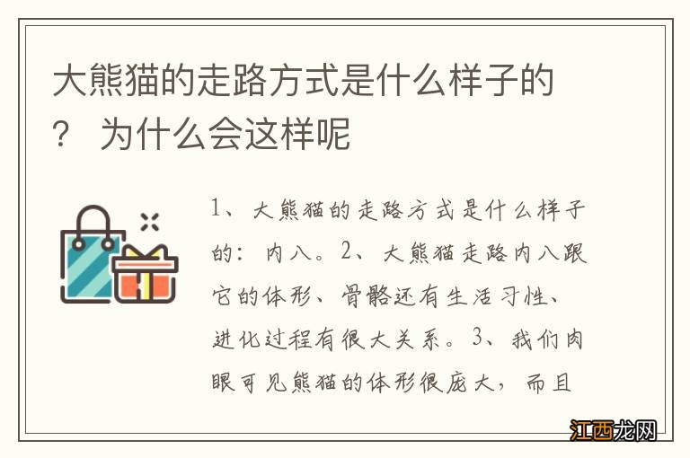 大熊猫的走路方式是什么样子的？ 为什么会这样呢