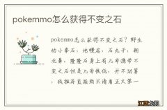 pokemmo怎么获得不变之石