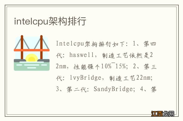 intelcpu架构排行