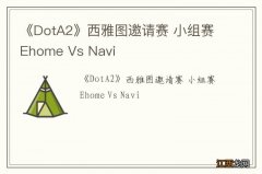 《DotA2》西雅图邀请赛 小组赛Ehome Vs Navi