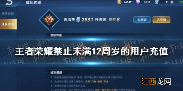王者荣耀禁止未满12周岁的用户充值是怎么回事王者荣耀健康系统升级