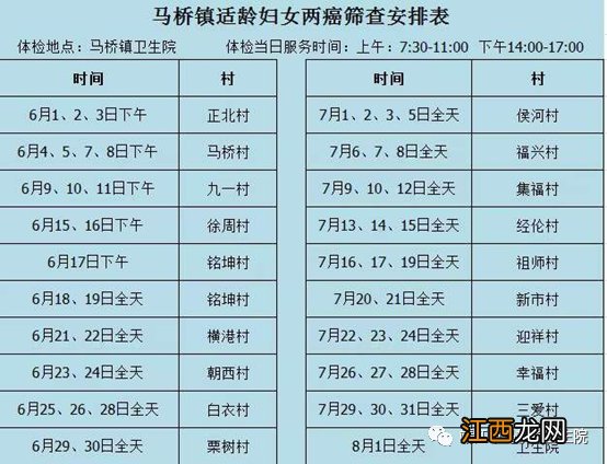 2021靖江市马桥镇女性免费两癌筛查时间+地点