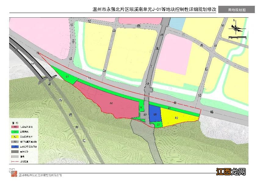 附规划图 温州l永强北片区瑶溪南单元J-01等地块规划范围修改