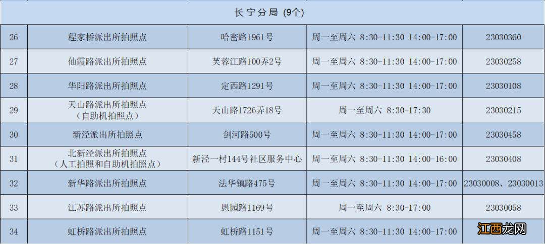 上海市公安拍照点电话预约一览表?