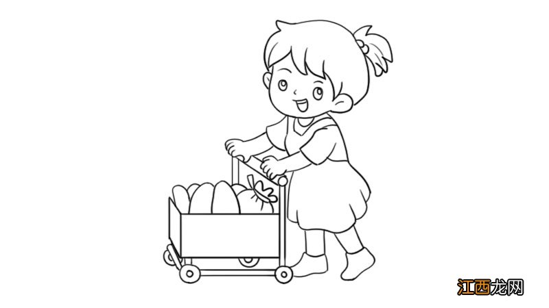 画超市购物简笔画图片