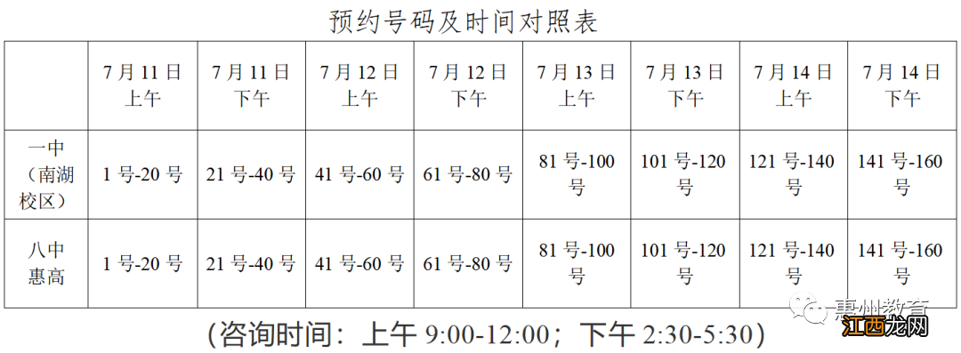 2022年惠州市中心区公办初中学校现场咨询预约方式公告