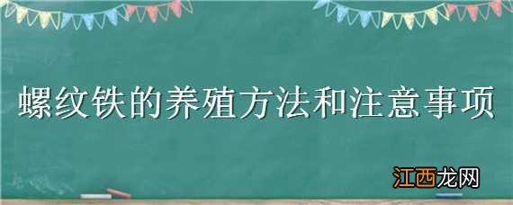 螺纹铁的养殖方法和注意事项 螺纹铁的养殖方法和注意事项有哪些