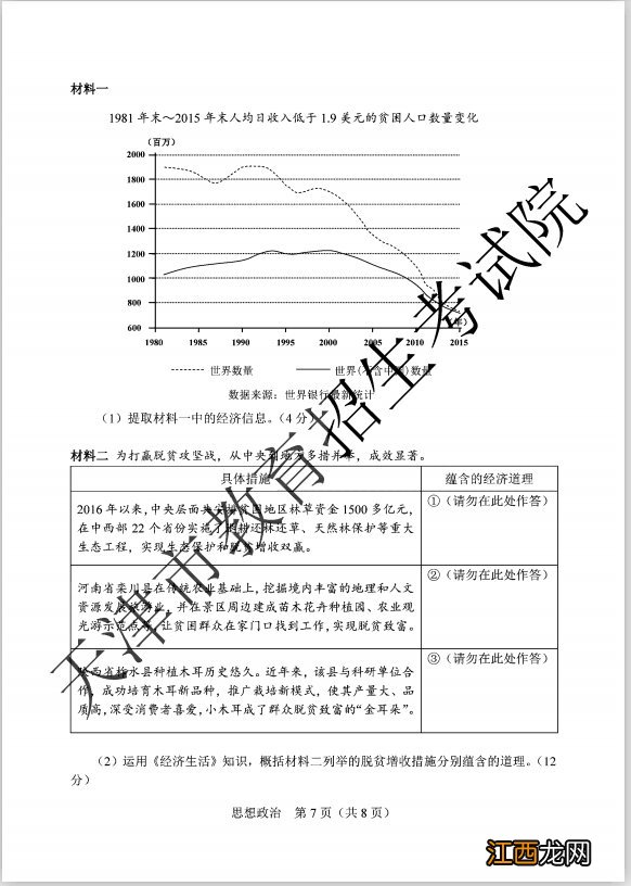 2021年高考天津卷思想政治科目试题+答案