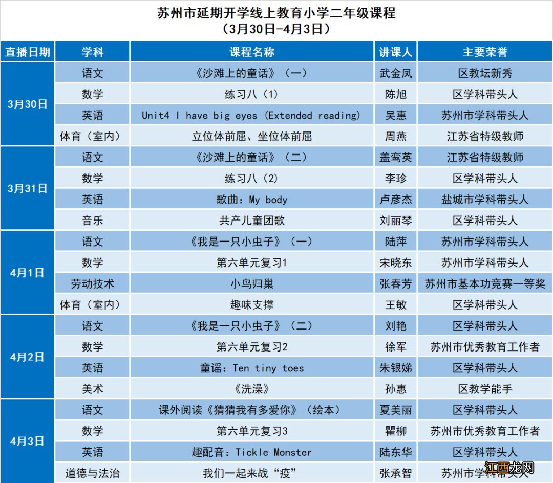 苏州线上教育中心直播课程表 苏州线上教育中心最新课表