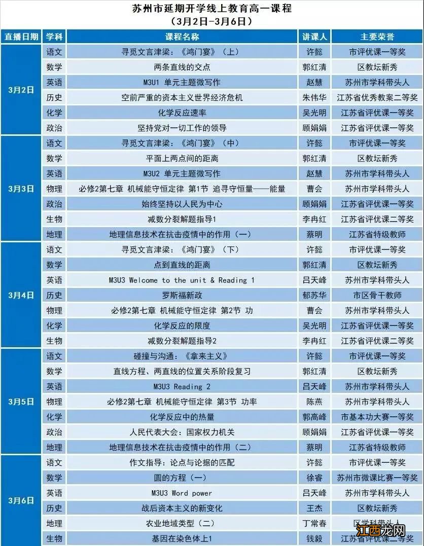 苏州线上教育平台首页开学第一课 苏州线上教育中心最新课表