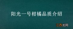 阳光一号柑橘品质介绍 柑橘新品种阳光一号说明