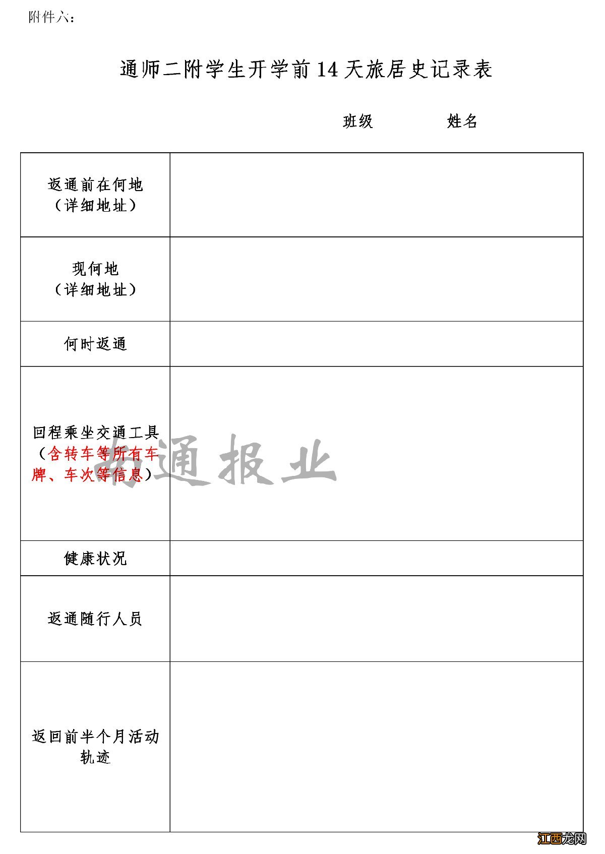 南通师范学校第二附属小学学生复课前提交审核哪些材料？