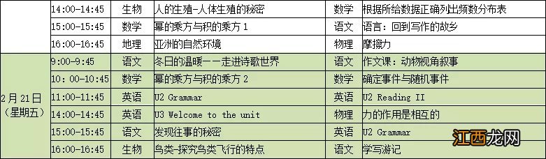 2020江苏省名师空中课堂初一初二直播课表一览