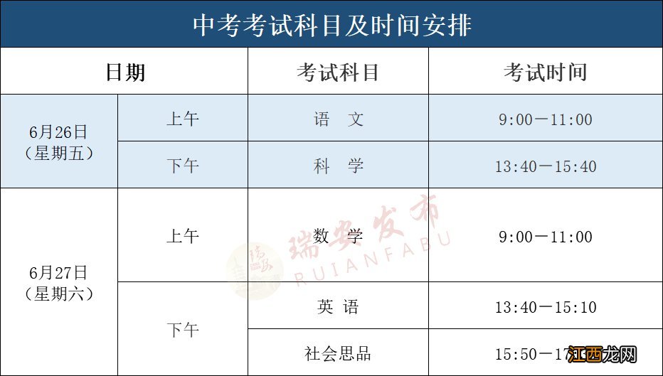 2020温州瑞安市中高考考点安排 2021年温州瑞安中考时间