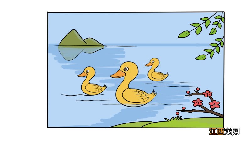 惠崇春江晚景插图简笔画 惠崇春江晓景插图简笔画教程