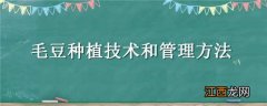 毛豆的栽培技术 毛豆种植技术和管理方法