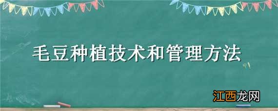 毛豆的栽培技术 毛豆种植技术和管理方法