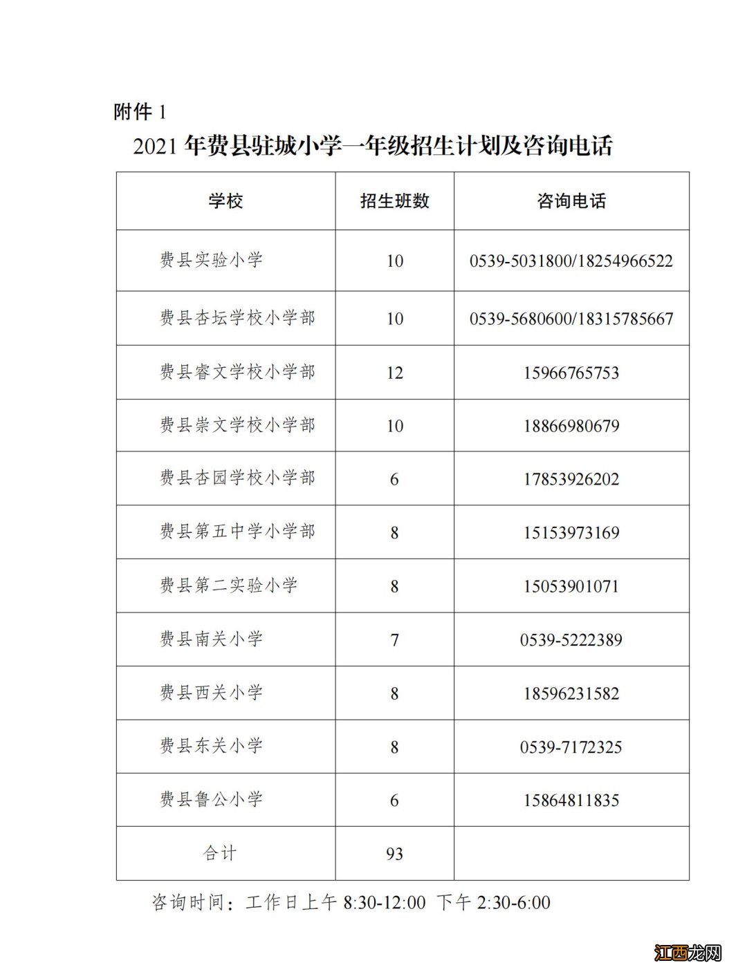 费县小学招生计划 费县小学一年级招生工作方案