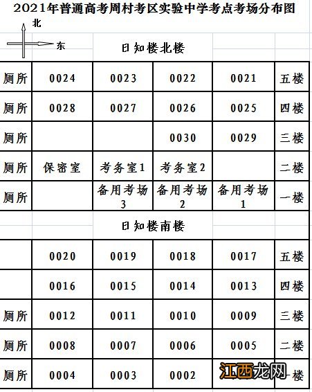 周村区实验中学高考考点平面图