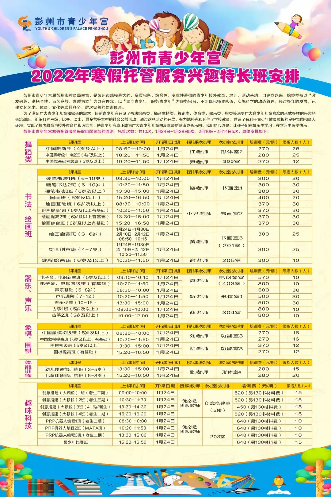 2022年彭州市寒假托管指南