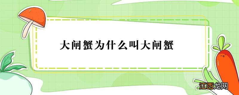 大闸蟹为啥叫闸蟹 大闸蟹为什么叫大闸蟹