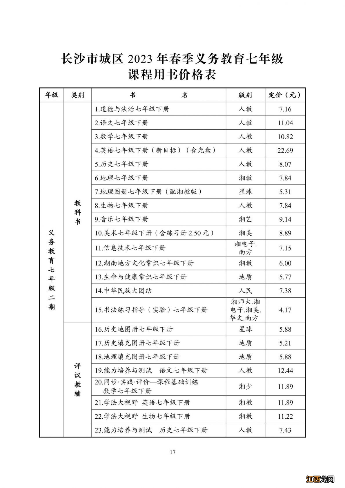 关于印发长沙市2023年春季中小学收费标准的通知