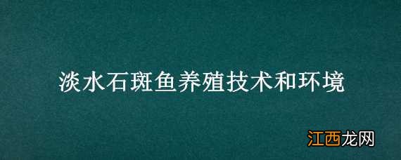 淡水石斑鱼养殖技术和环境 淡水石斑鱼养殖基地