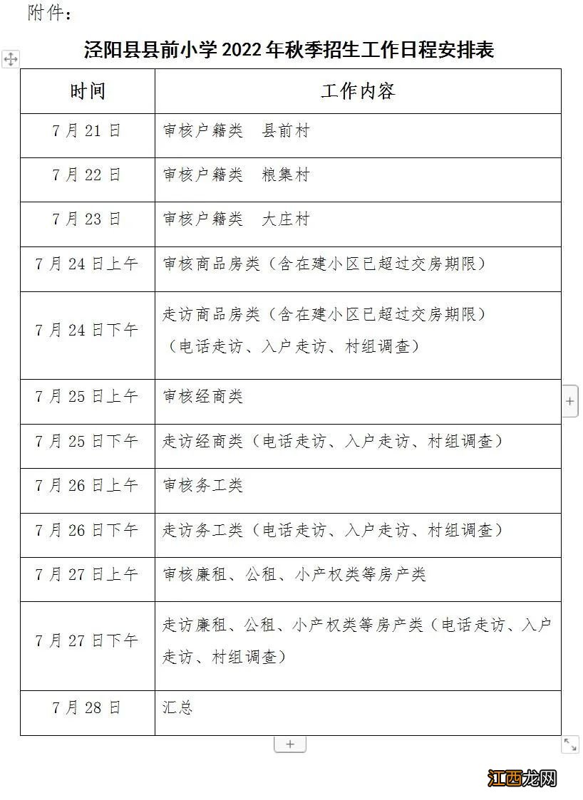 2022泾阳县县前小学秋季招生入学公告 泾阳县小学入学范围