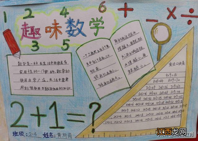 数学乐园手抄报二年级上册 数学乐园手抄报