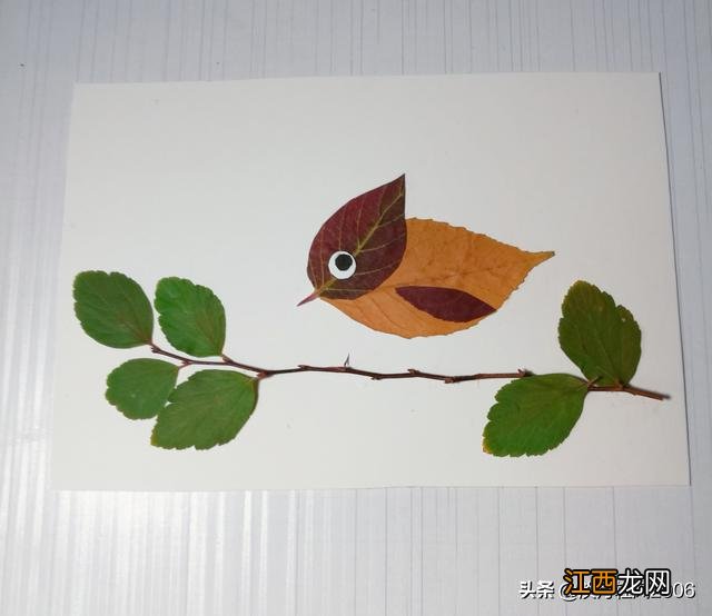 儿童手工树叶贴画小鸟 儿童手工树叶贴画
