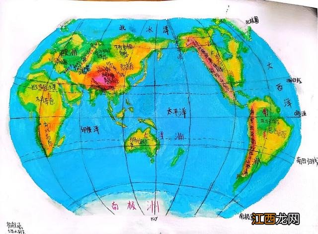 世界地图手抄报简单又漂亮 世界地图手抄报